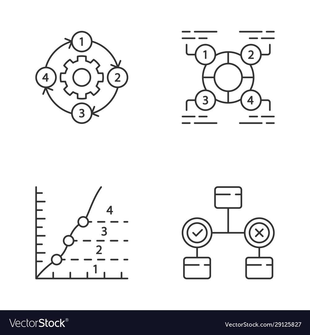 Diagram concepts linear icons set decision