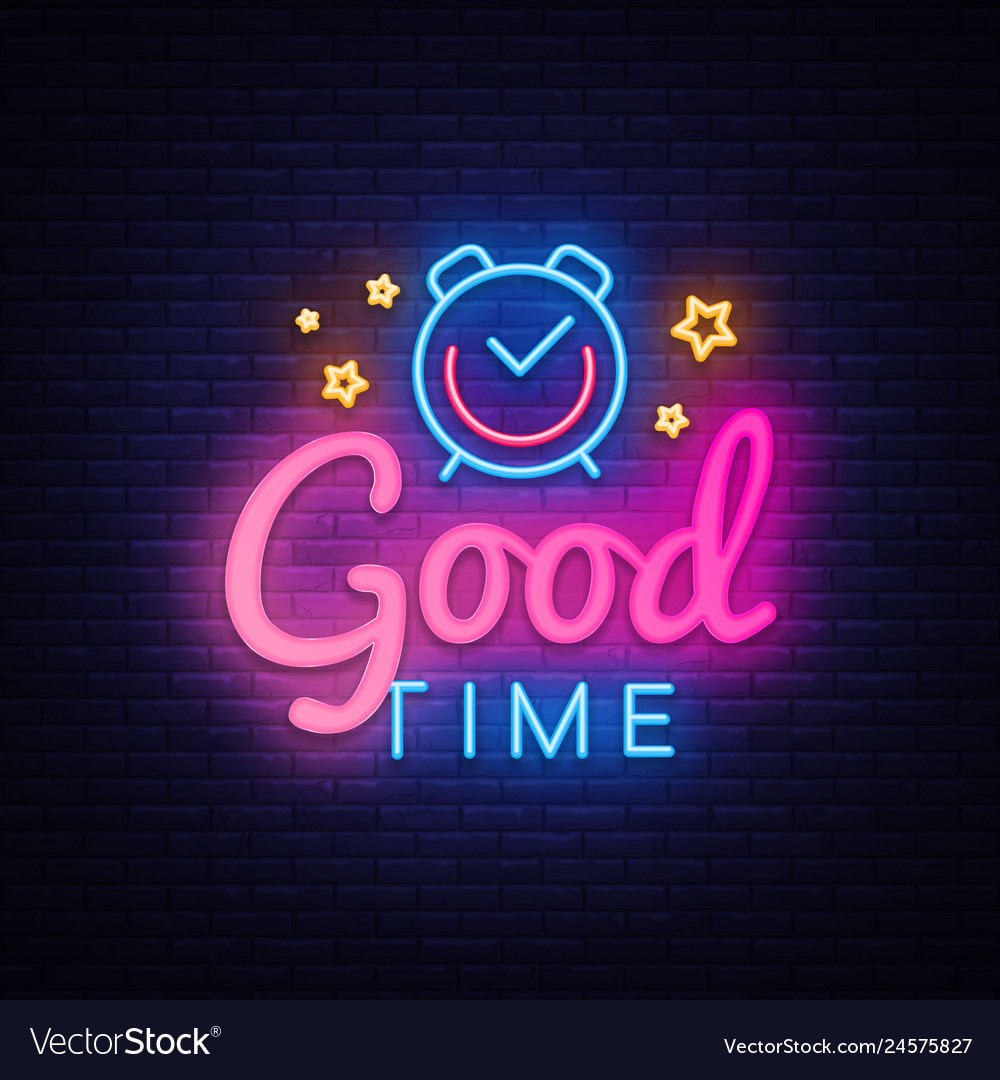 Good time neon sign good time design Royalty Free Vector