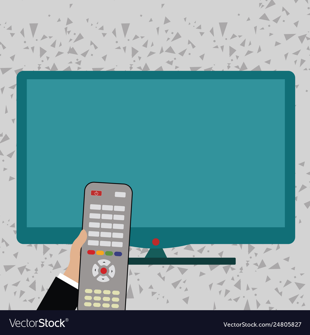 Hand holding computer remote control infront Vector Image Hand holding computer remote control infront