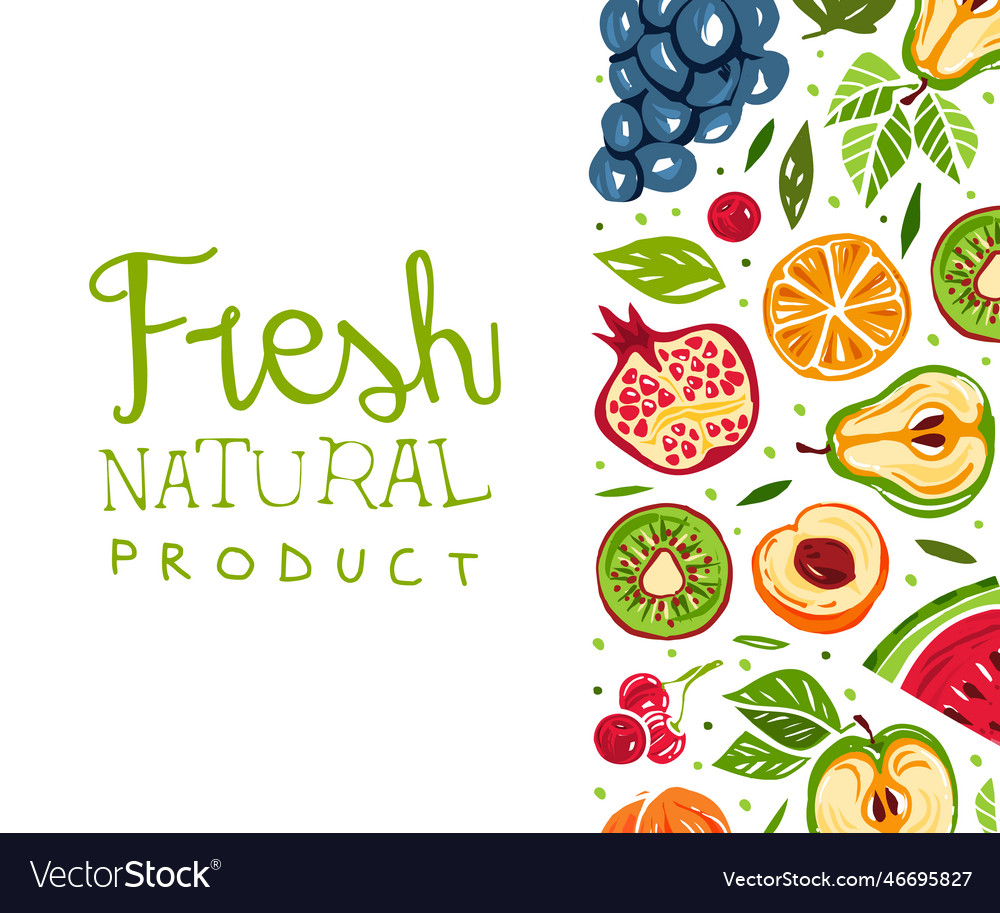 Juicy fruit card design with text sample Vector Image