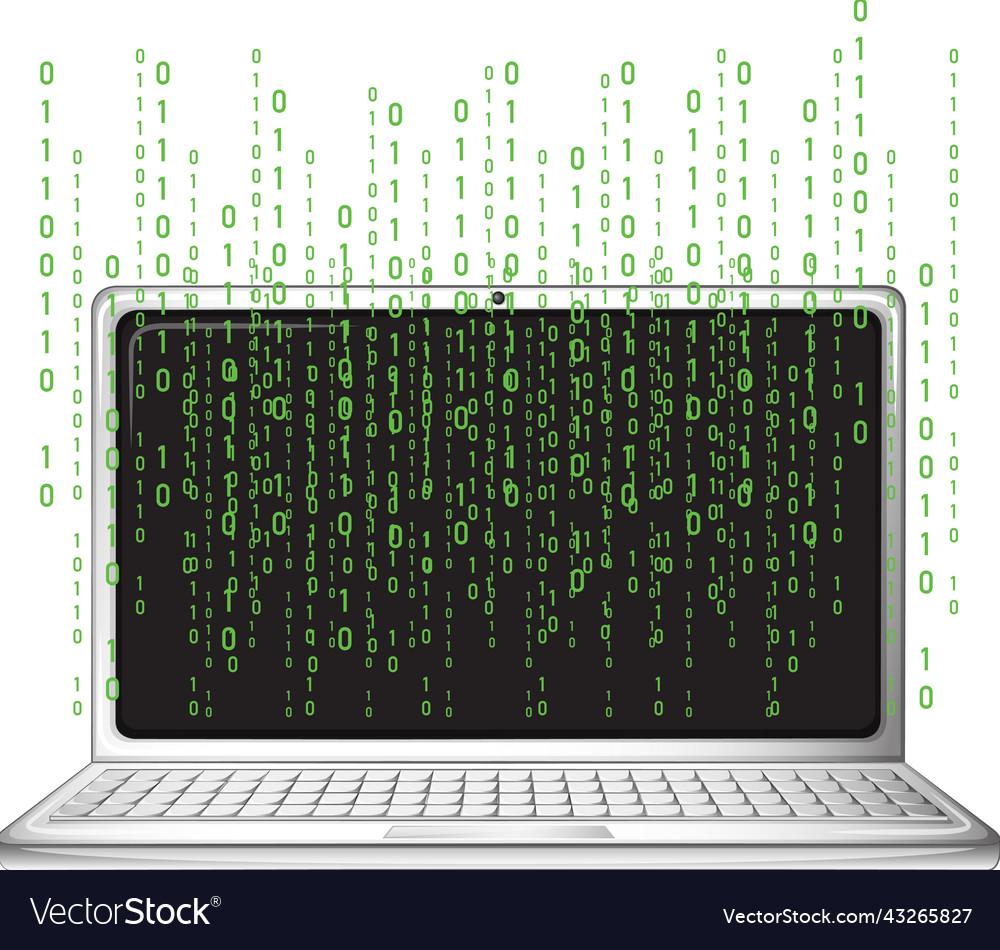 Laptop with binary code screen