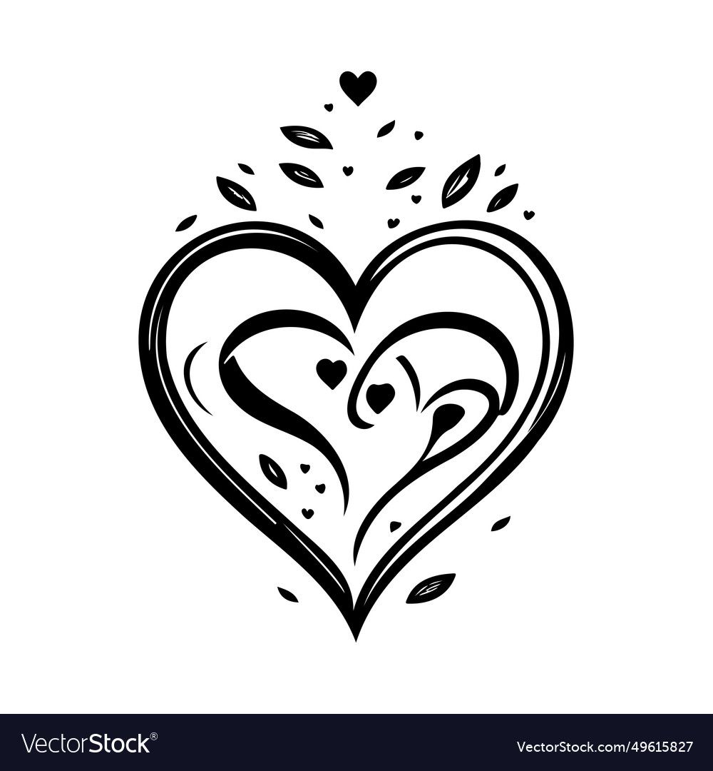 Love heart icon hand draw black valentine logo Vector Image