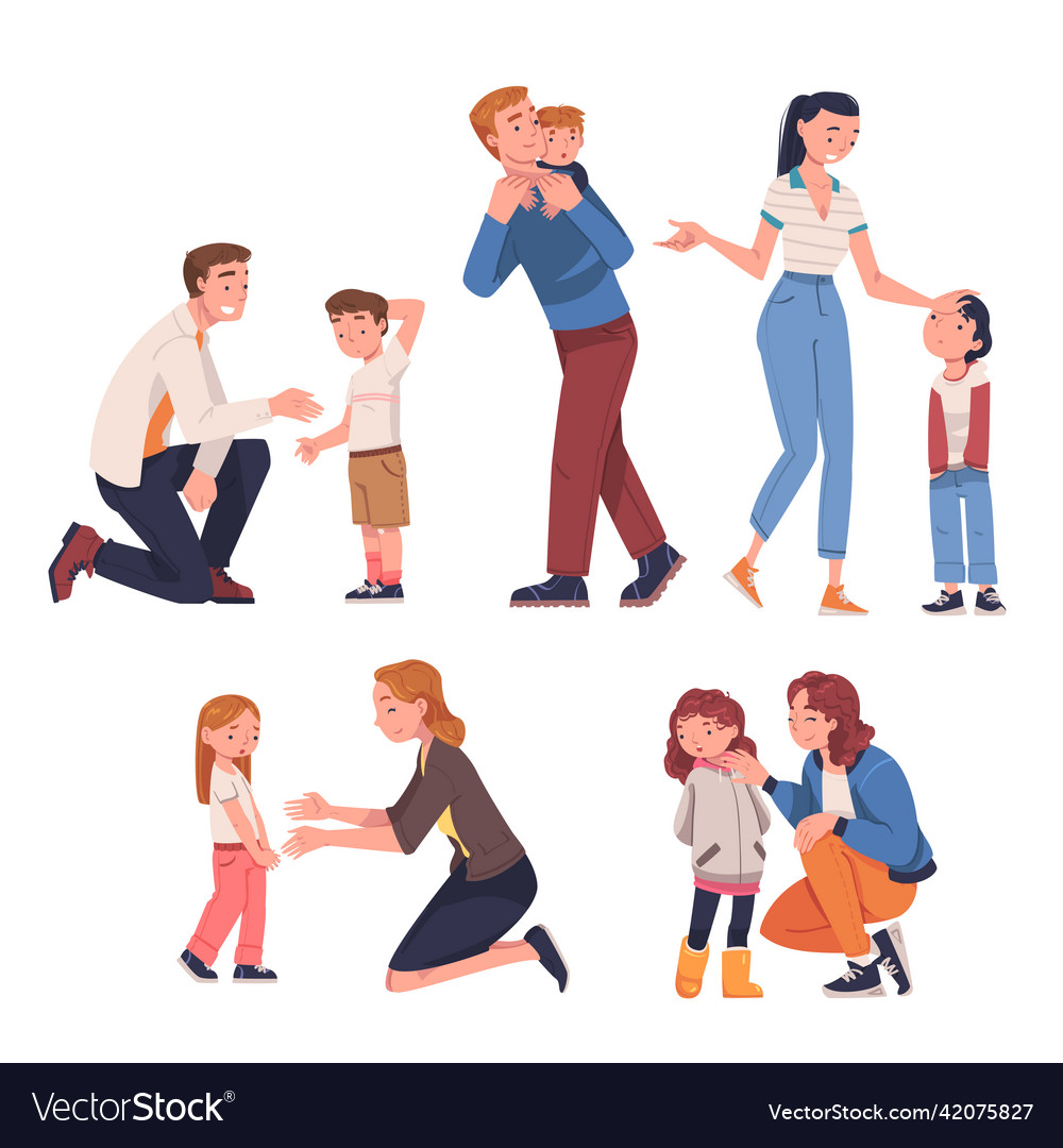 Mutter und Vater sprechen mit ihrem Kind vector image Mutter und Vater sprechen mit ihrem Kind