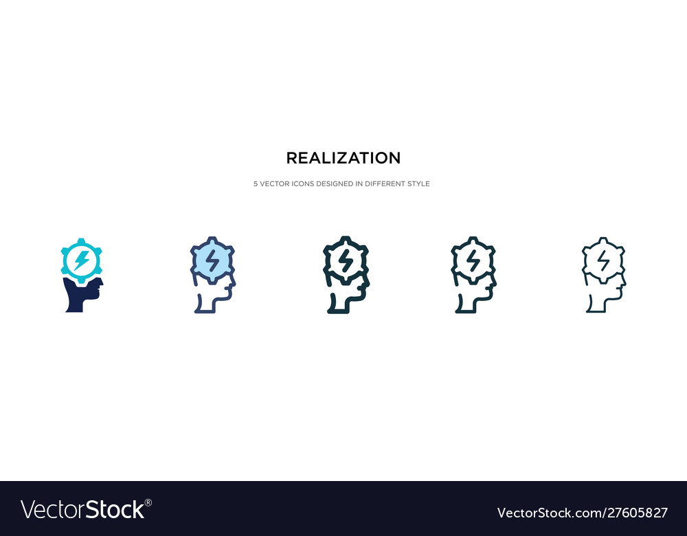 Realization icon in different style two colored