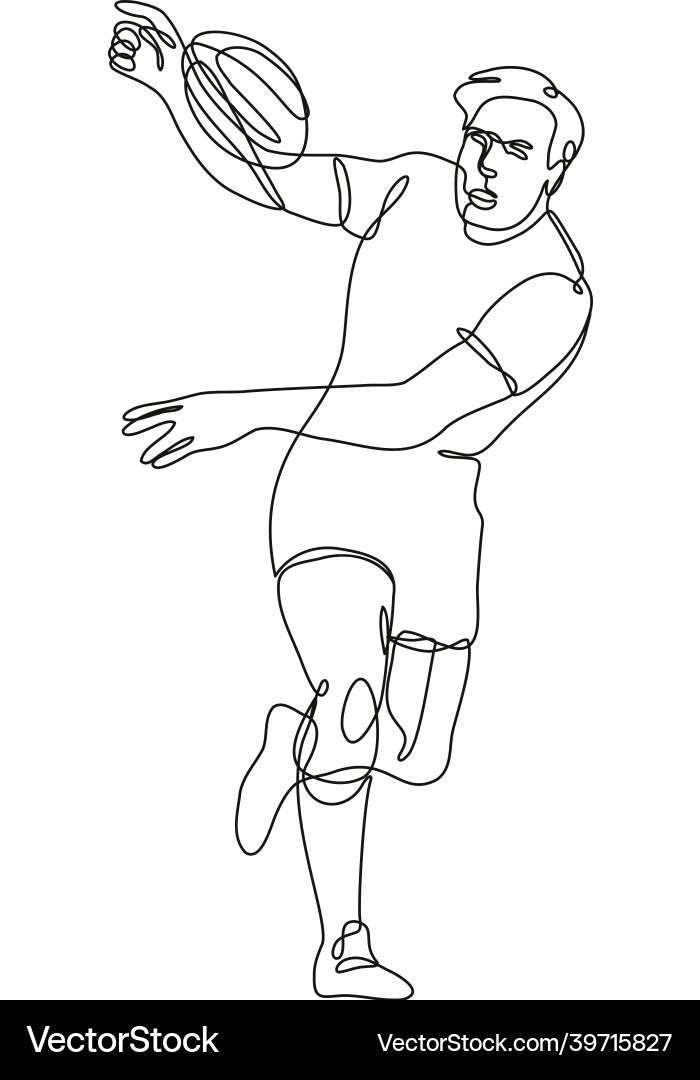 Rugby union player running passing ball front Vector Image