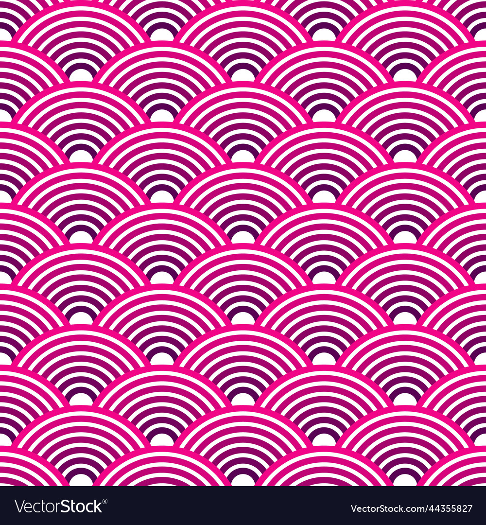 Seigaiha inspired botanic pattern seamless