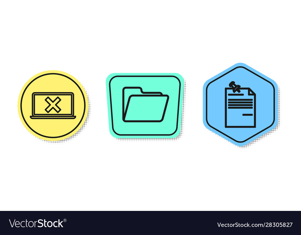 Set line laptop and cross mark on screen document Vector Image Set line laptop and cross mark on screen document