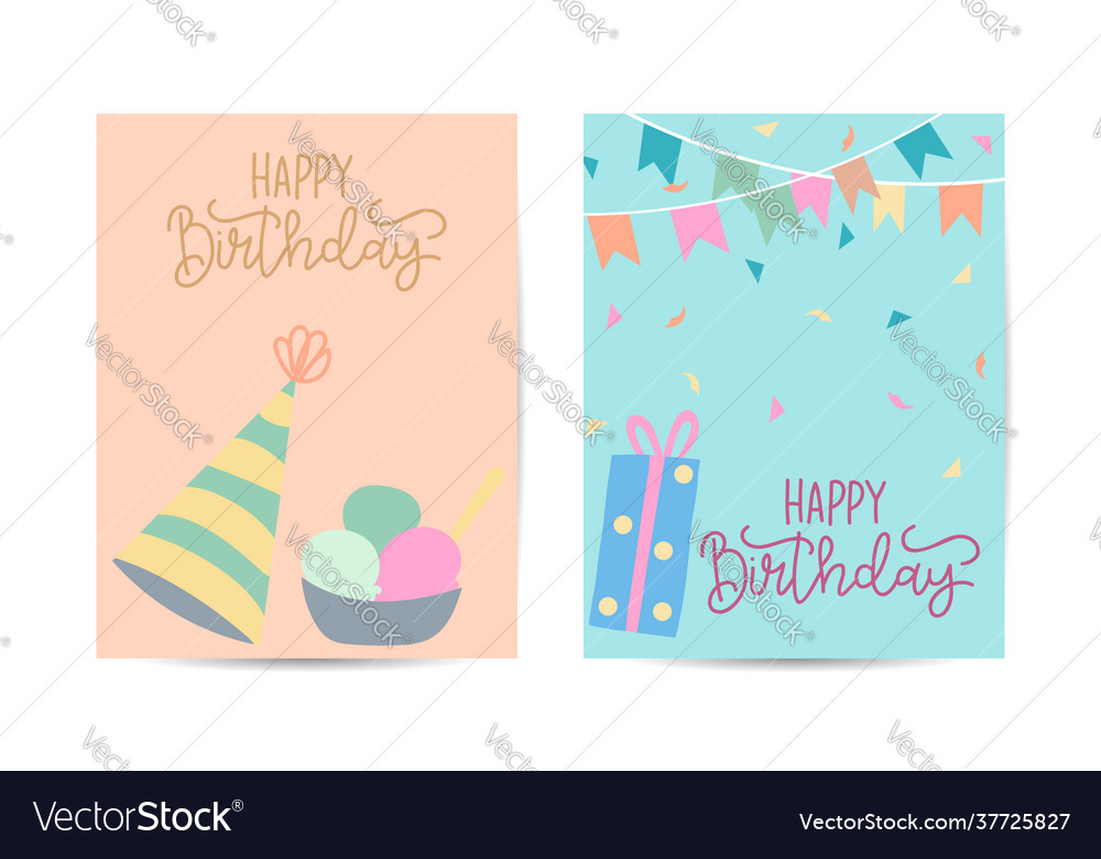 Watercolor birthday greeting card with red ribbon Vector Image