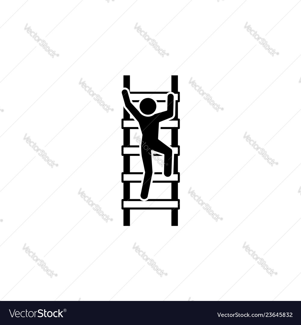 A man climbs the stairs icon black on white Vector Image