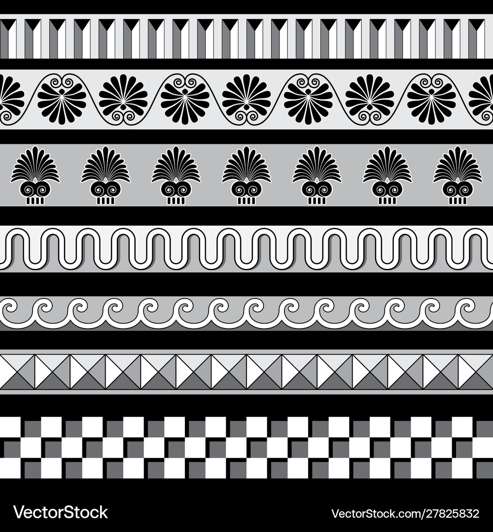 Ancient greek seamless borders frames pattern set Vector Image