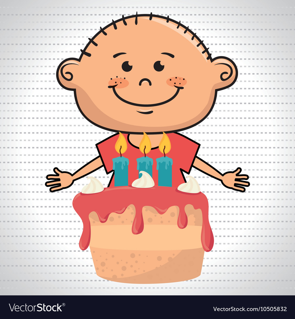 Boy cake candles dessert Royalty Free Vector Image