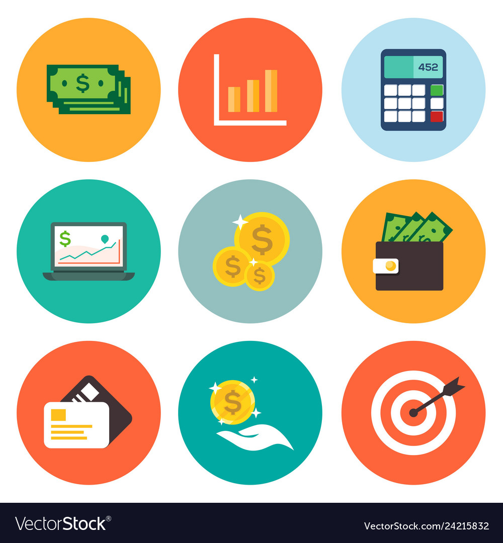 Business financial icons collection Royalty Free Vector