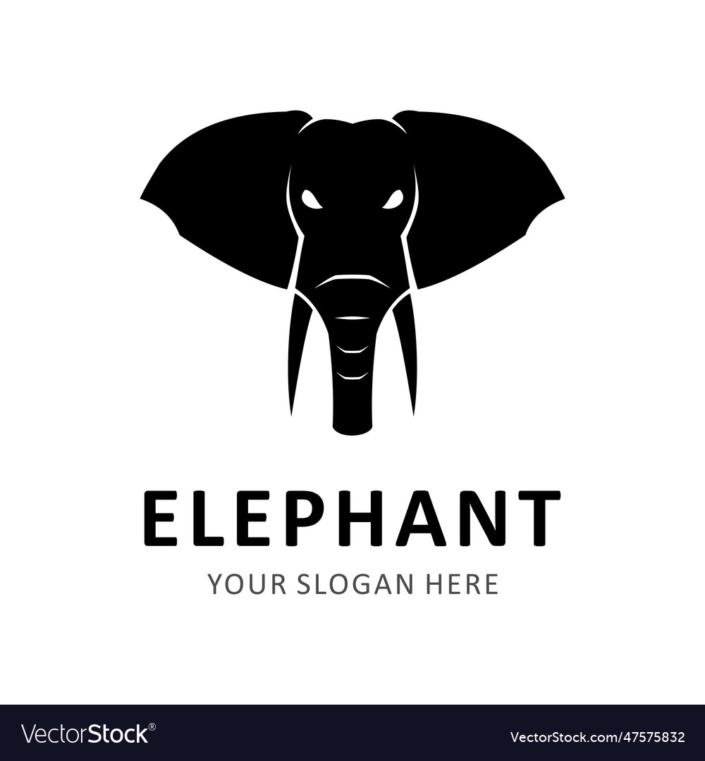 Elephant head flat style logo Royalty Free Vector Image