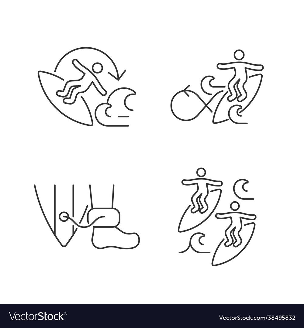 Extreme water sport linear icons set