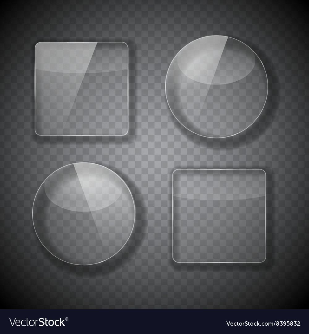 Glass frame rectangular and round buttons