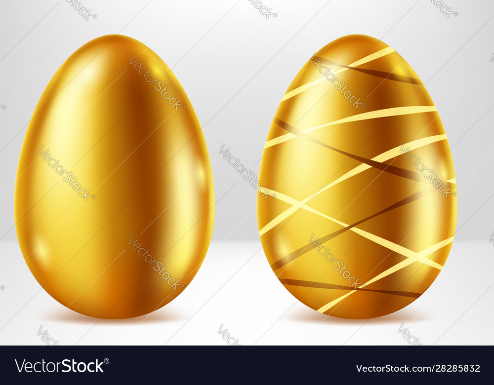 Golden eggs easter metal gift realistic vector image Golden eggs easter metal gift realistic