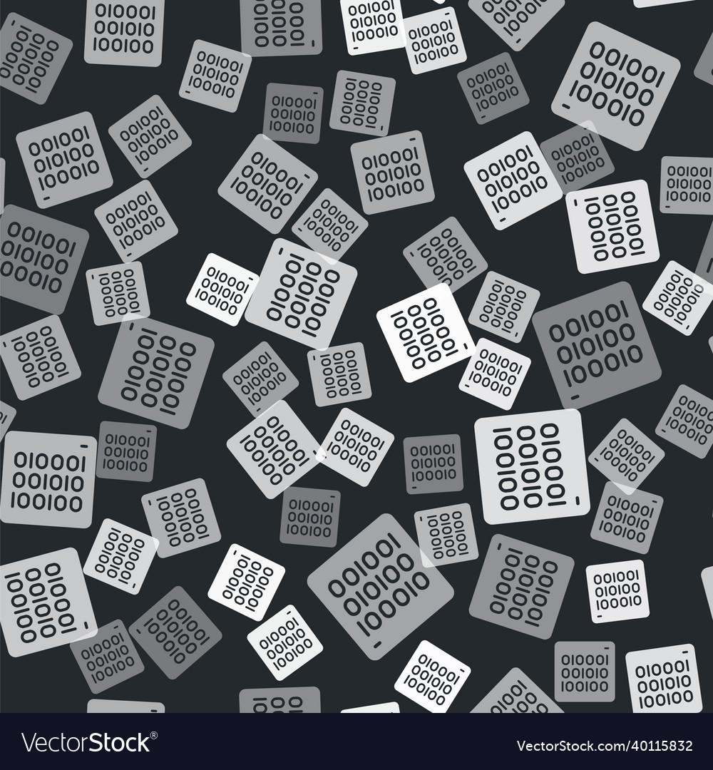 Grey binary code icon isolated seamless pattern vector image Grey binary code icon isolated seamless pattern