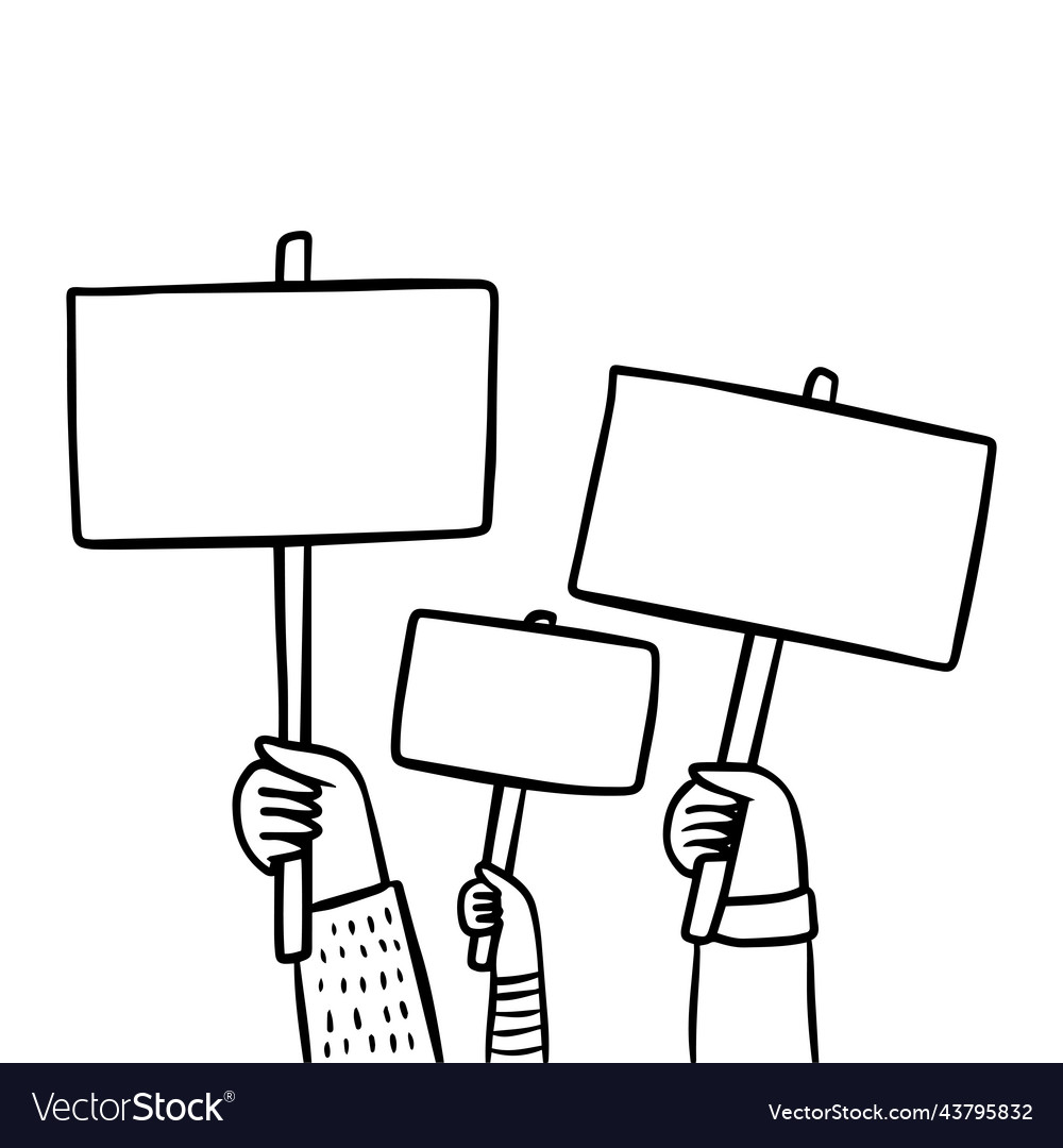 Hands Holding Plates with Banners