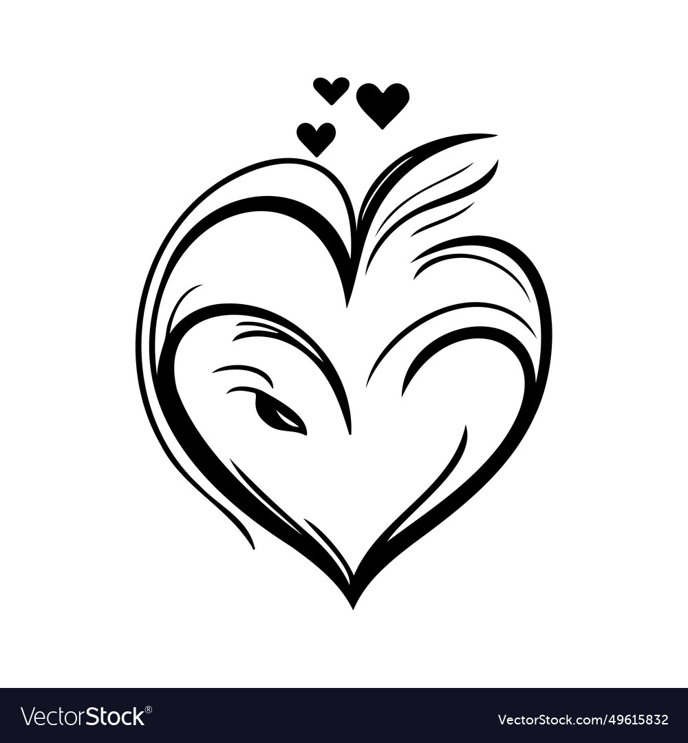 Love heart icon hand draw black valentine logo Vector Image