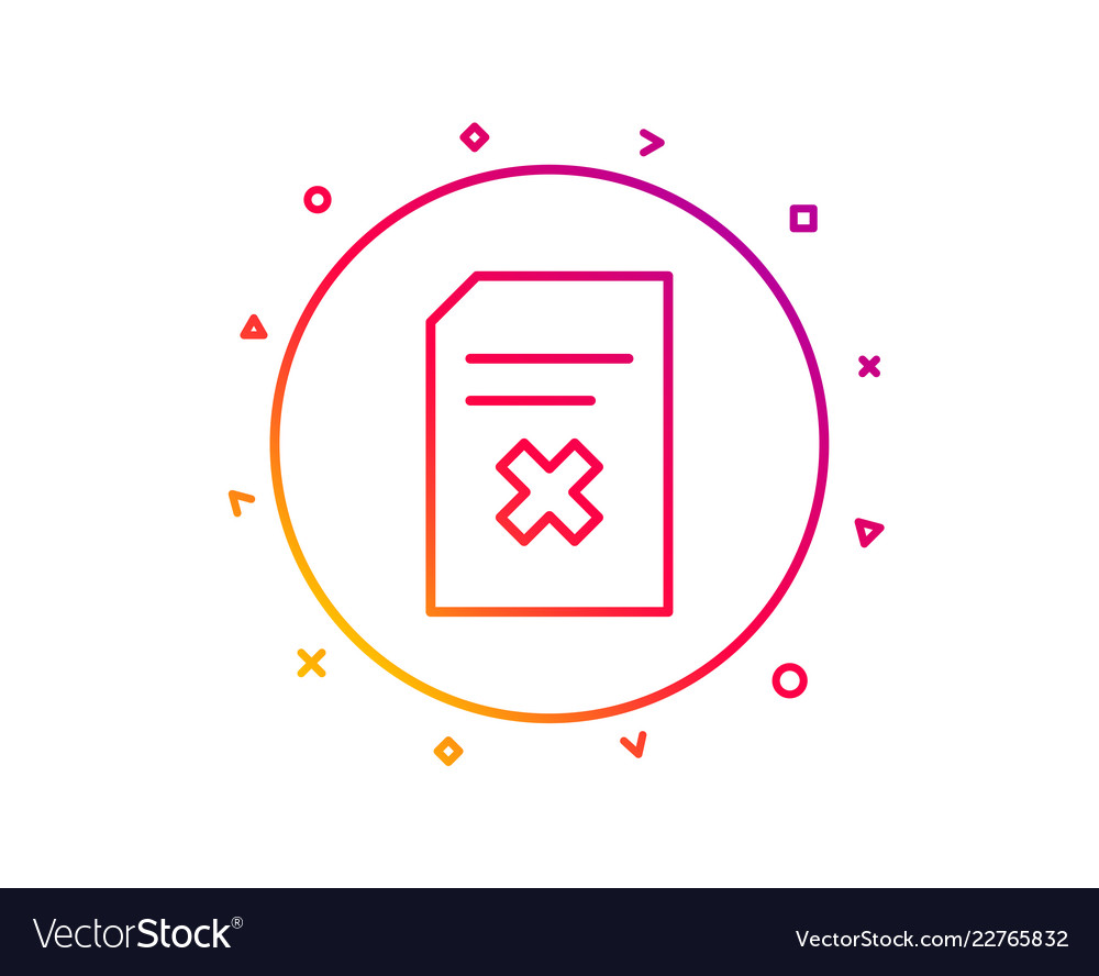 Remove document line icon delete file sign vector image Remove document line icon delete file sign