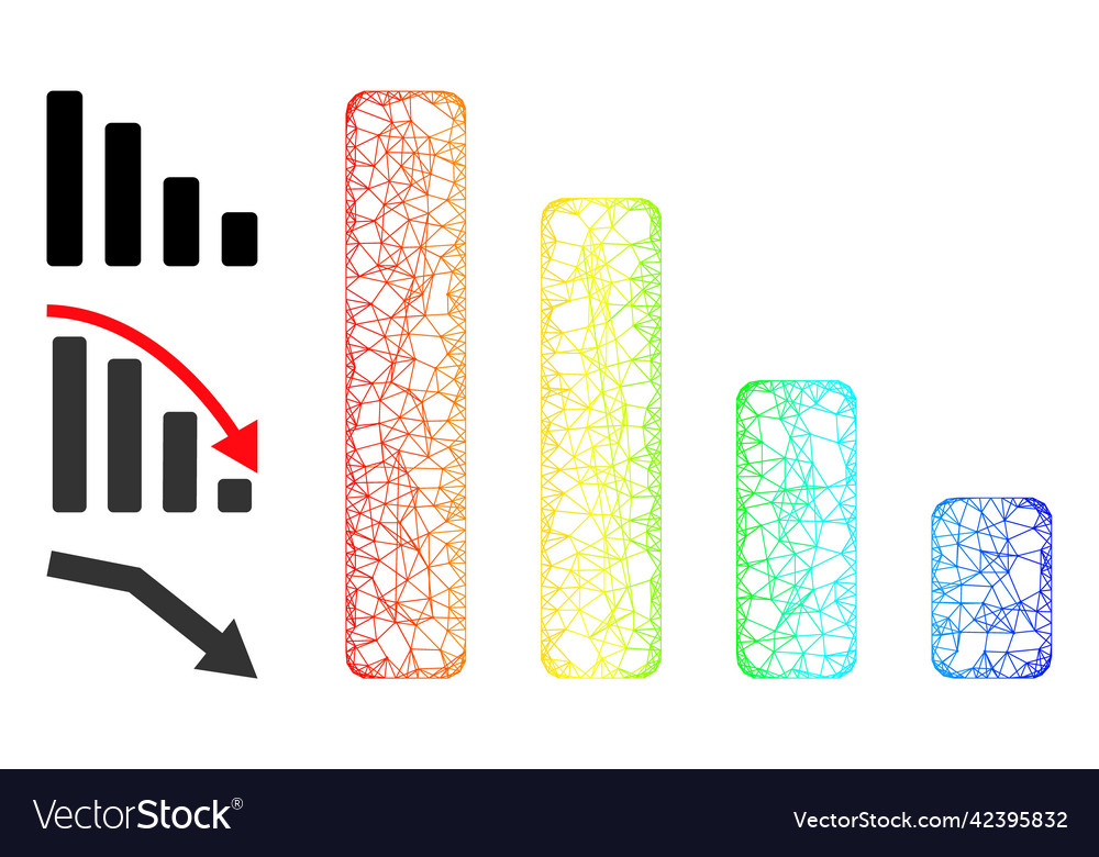 Spectral gradient net mesh descending bar chart vector image Spectral gradient net mesh descending bar chart