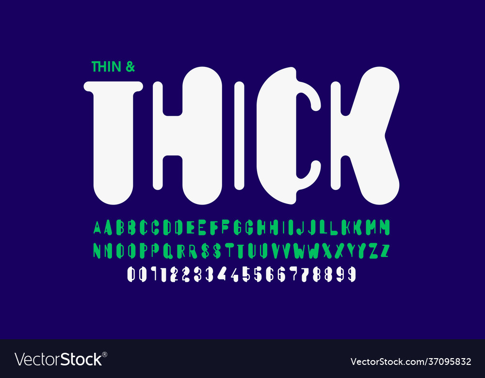 Thick and thin styles font Royalty Free Vector Image