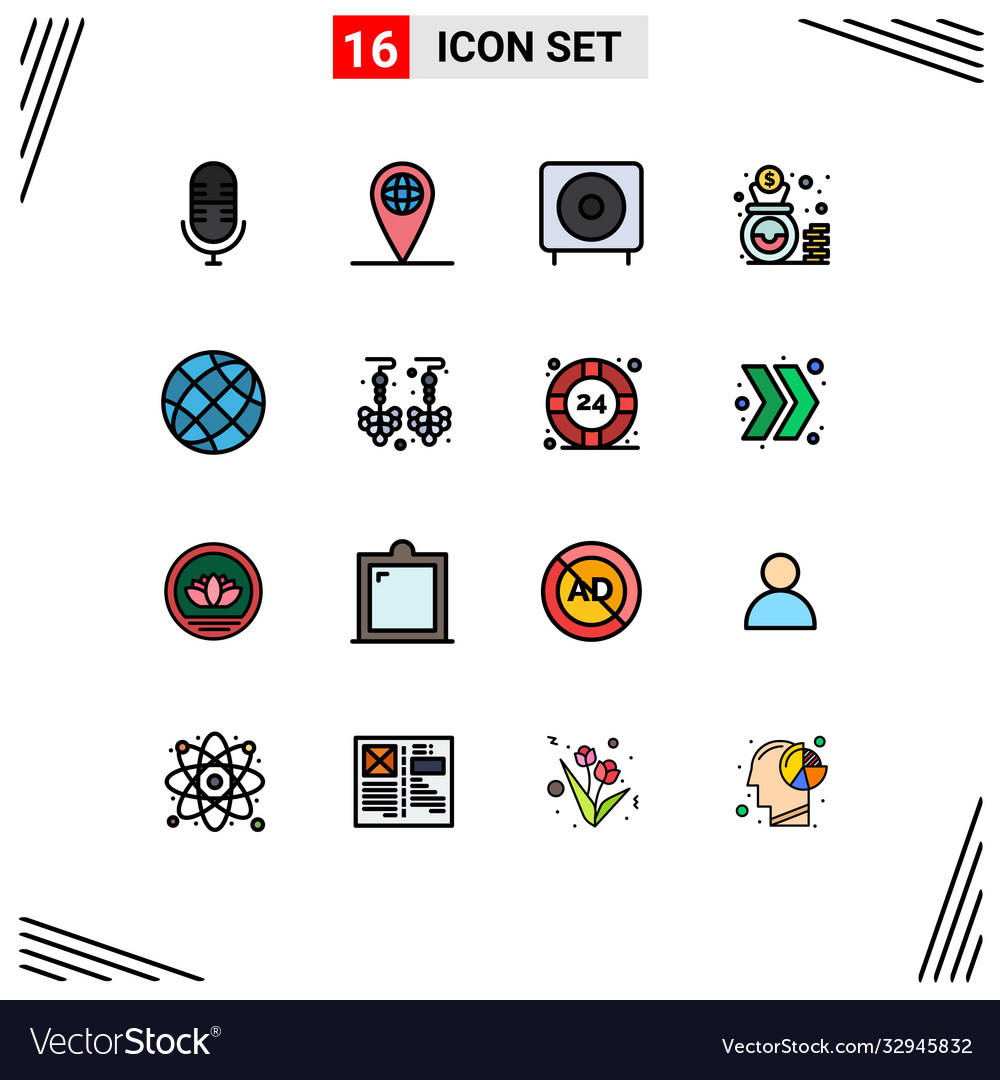 User interface pack 16 basic flat color filled