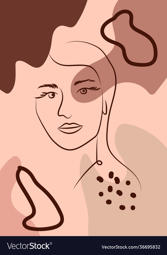 Womans face continuous line art abstract
