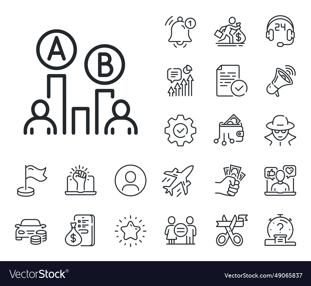 Ab testing line icon ui test chart sign vector image Ab testing line icon ui test chart sign