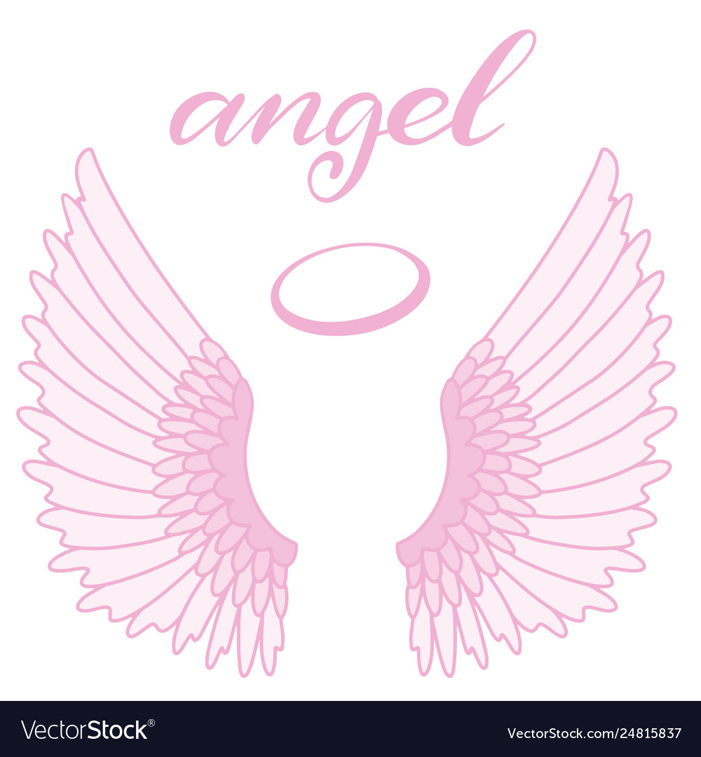 Angel wings icon with hand lettering word