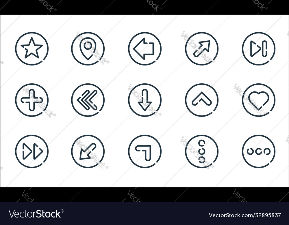 Arrow line icons linear set quality