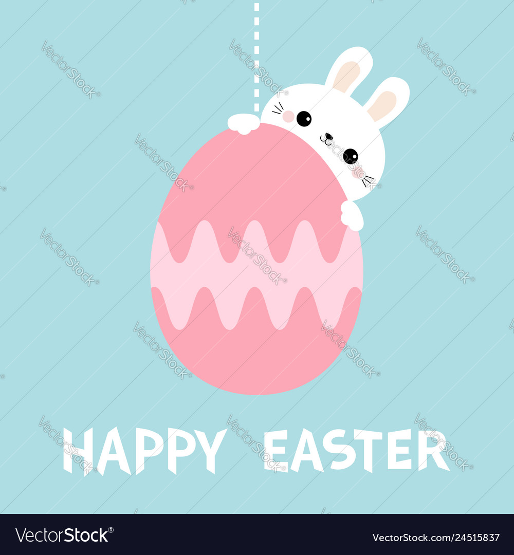 Cute Bunny Hanging with Easter Egg