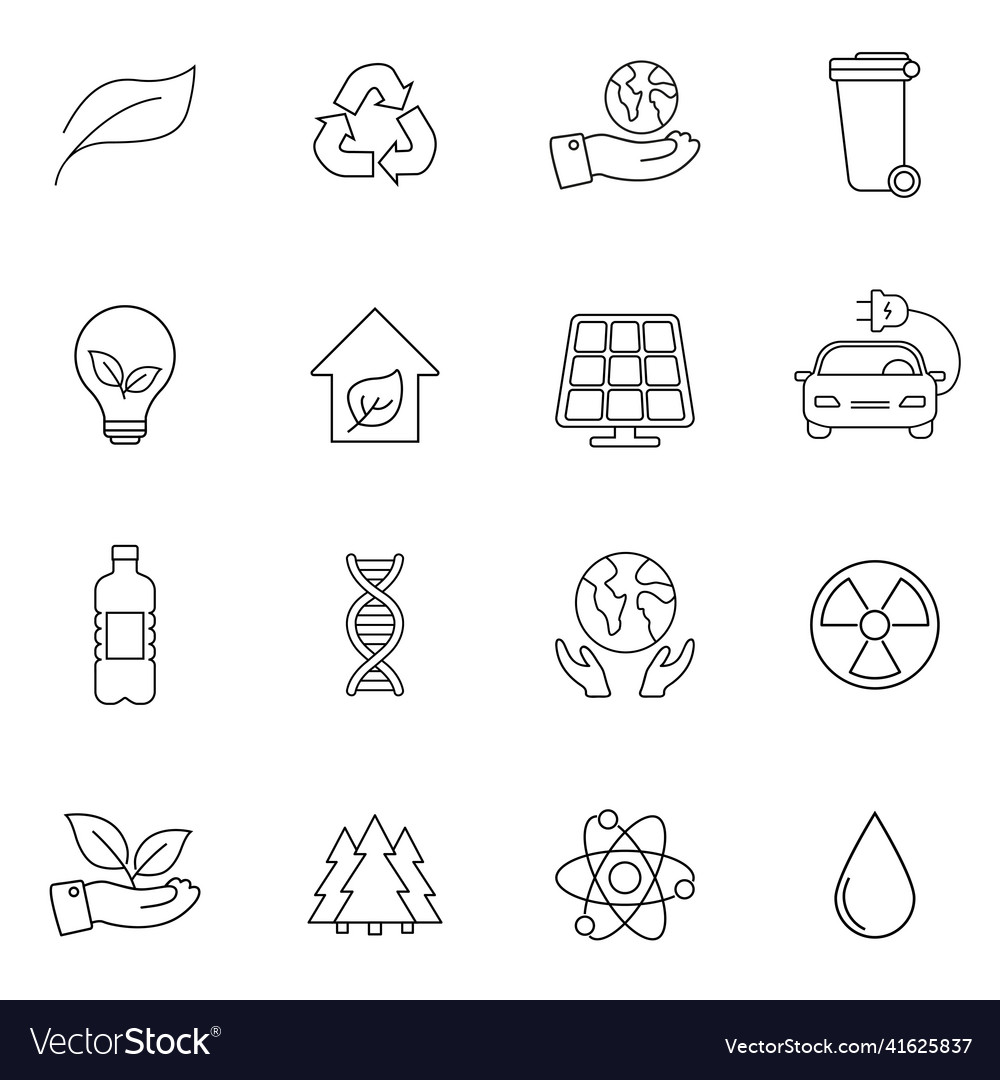 Ecology symbol line icon on white background Vector Image