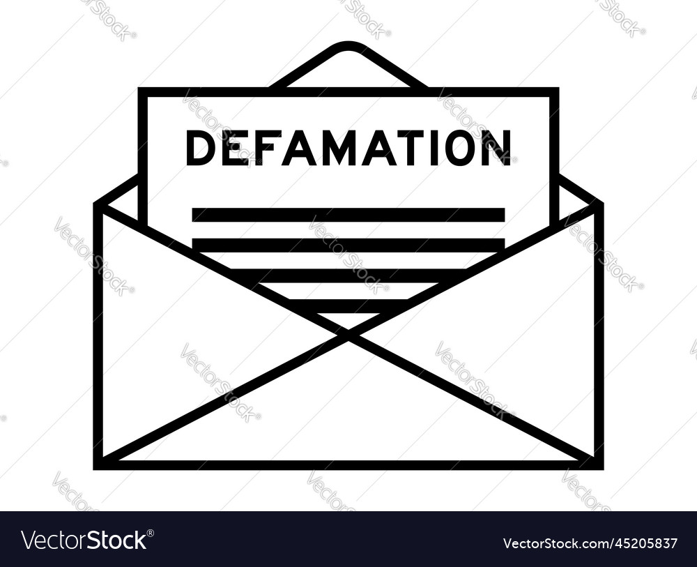 Envelope and letter sign with word defamation