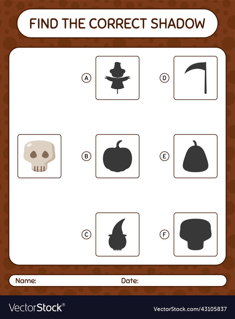 Find the correct shadows game with skull Vector Image Find the correct shadows game with skull