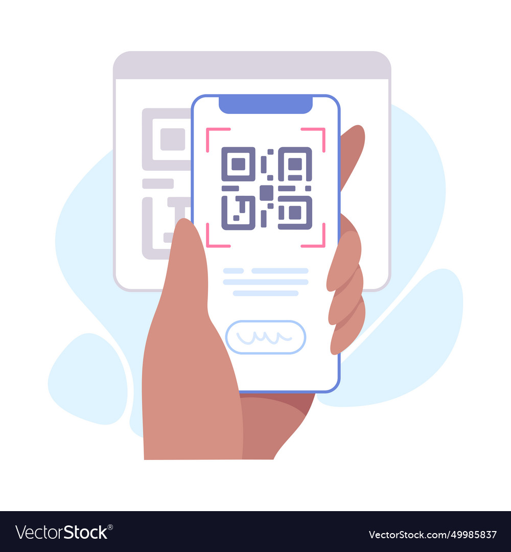 Hand hold mobile smartphone with code display vector image Hand hold mobile smartphone with code display