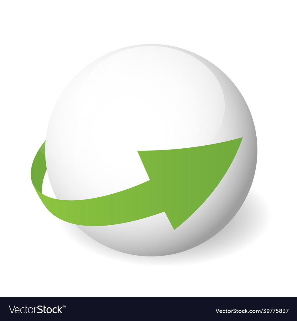 Loop circle arrow icon around sphere vector image Loop circle arrow icon around sphere