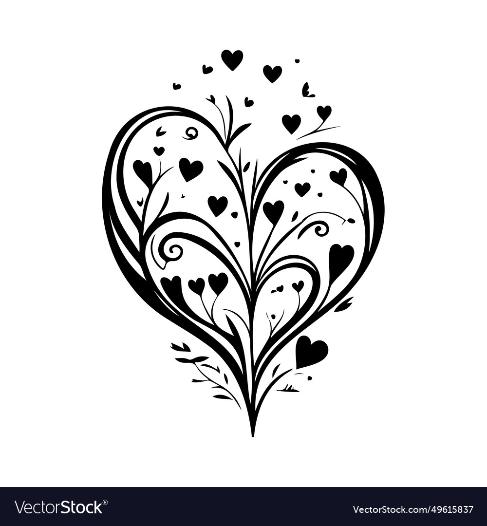 Love heart icon hand draw black valentine logo Vector Image