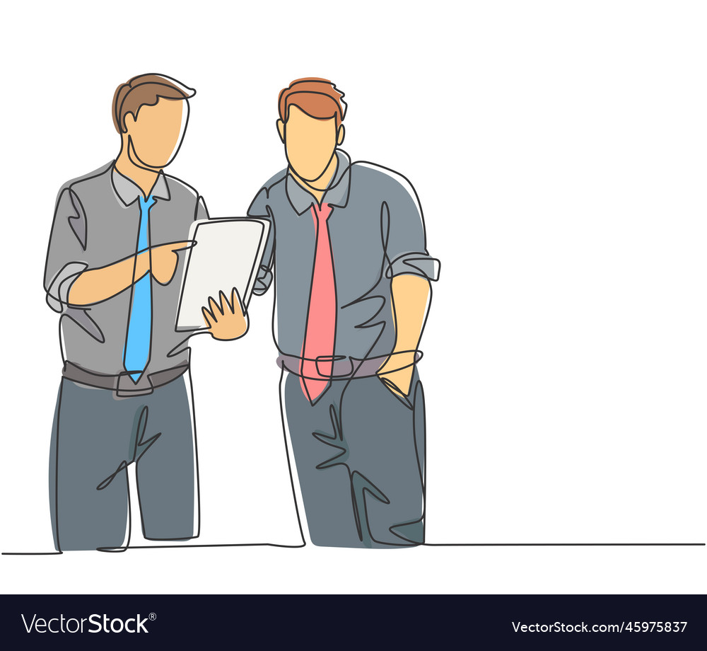 One Continuous Line Drawing Of Young Employee Vector Image One Continuous Line Drawing Of Young Employee Vector Image