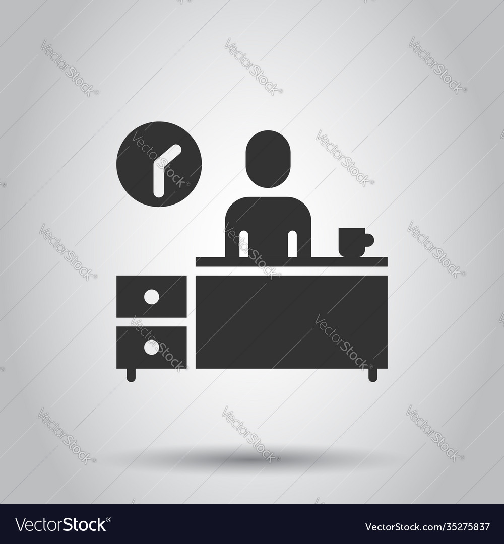 People with table lamp and clock icon in flat vector image People with table lamp and clock icon in flat