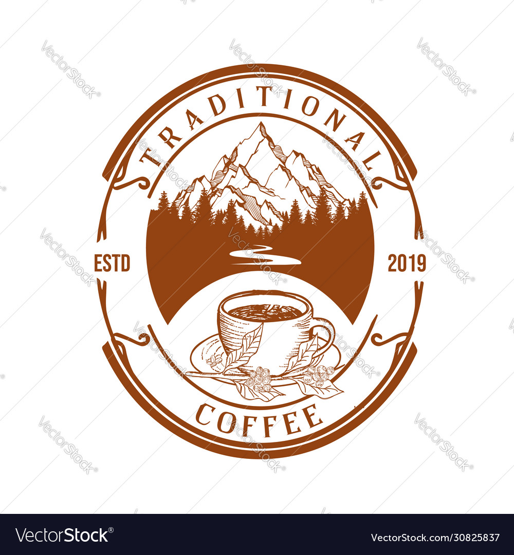 Retro vintage badge stamp coffee forest logo