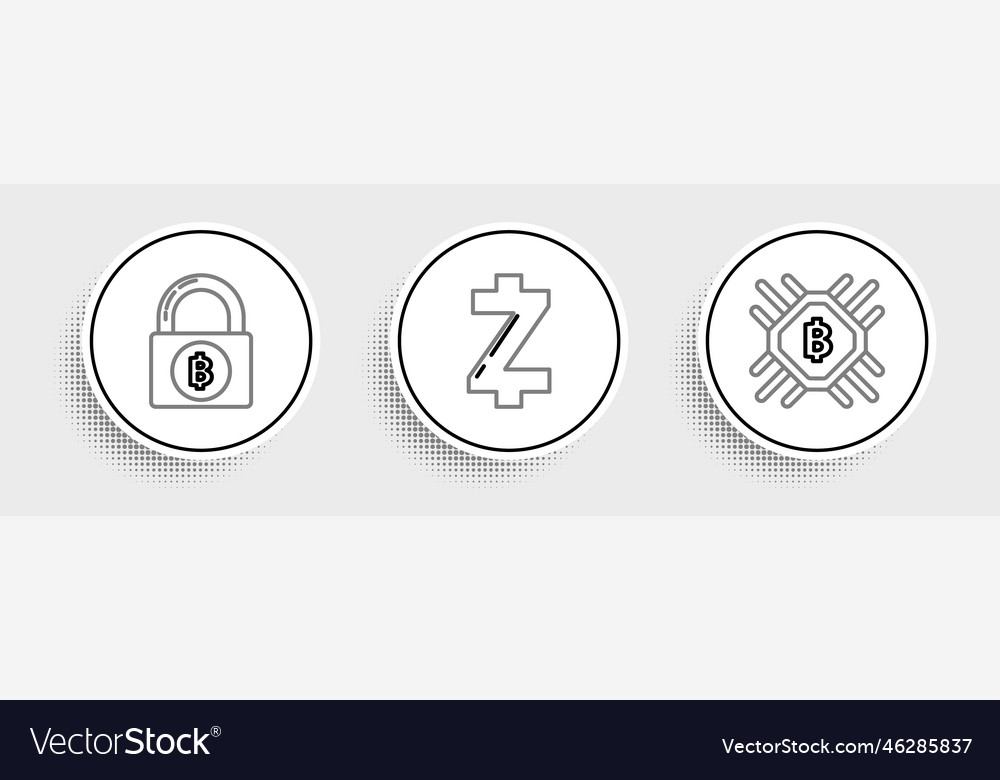 Set line cpu mining farm lock with bitcoin vector image Set line cpu mining farm lock with bitcoin