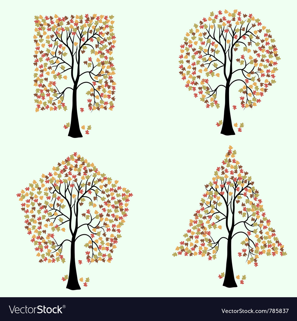 Trees of different geometric shapes set