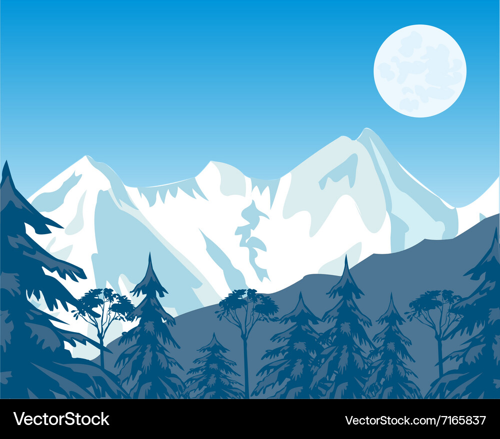 Winter Mountain Landscape Royalty Free Vector Image