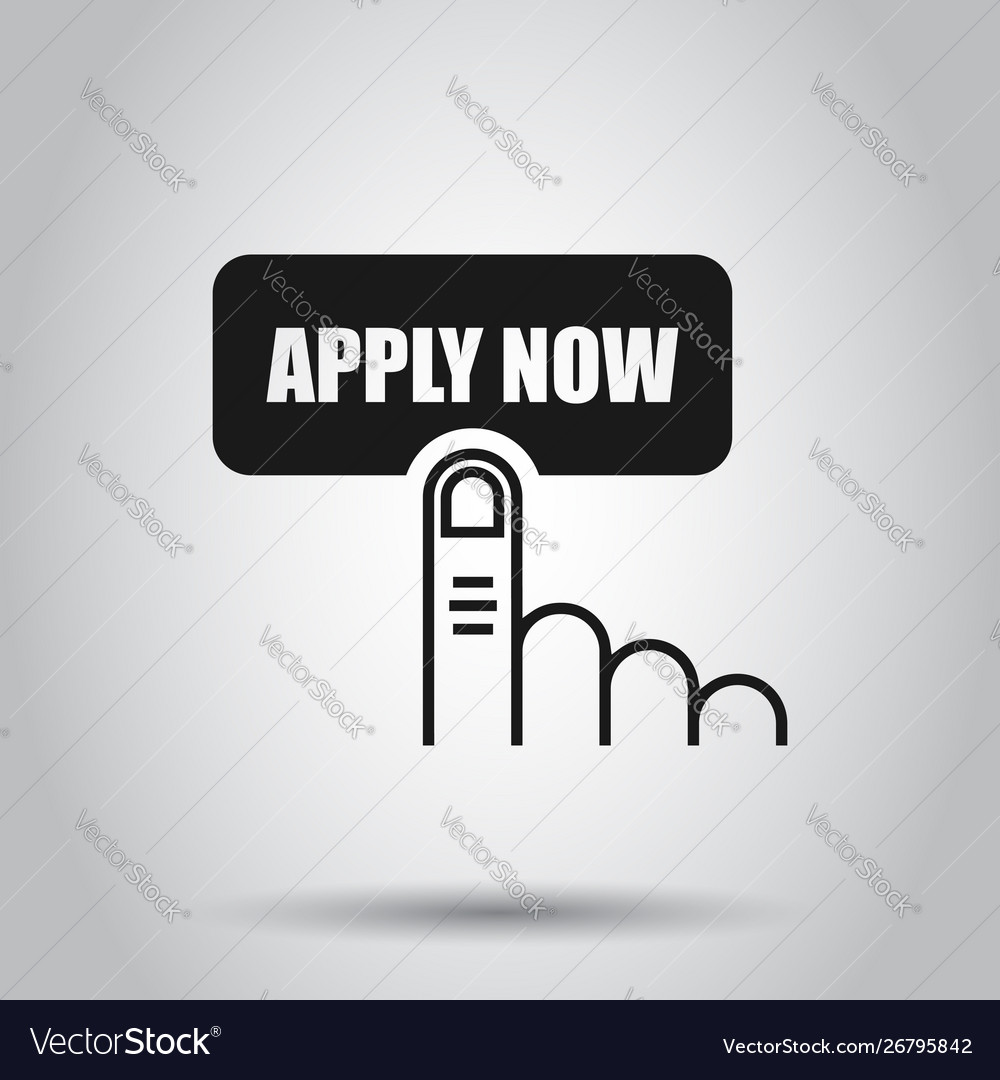 Apply now icon in flat style finger cursor