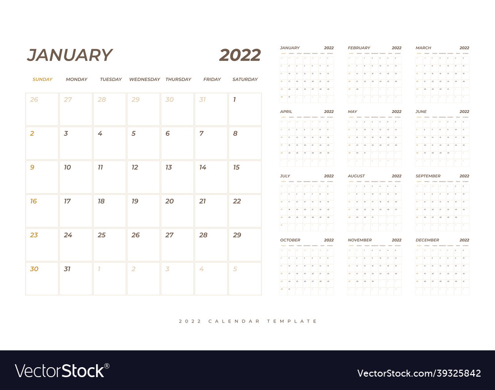 Calendar 2022 template planning week