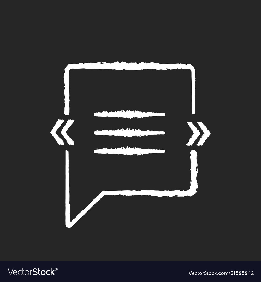 Chat bubble with angle quotes chalk white icon