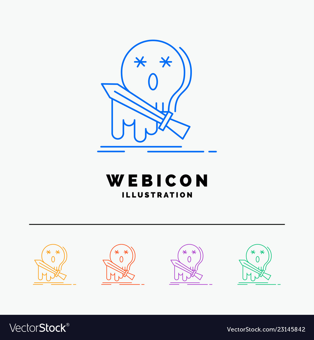 Death frag game kill sword 5 color line web icon vector image Death frag game kill sword 5 color line web icon