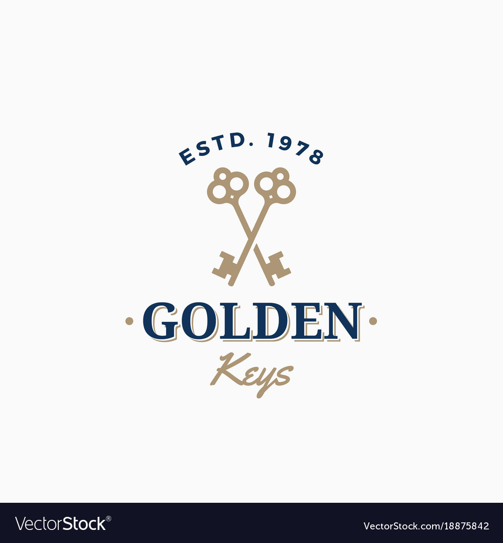 Golden keys retro abstract sign symbol Royalty Free Vector