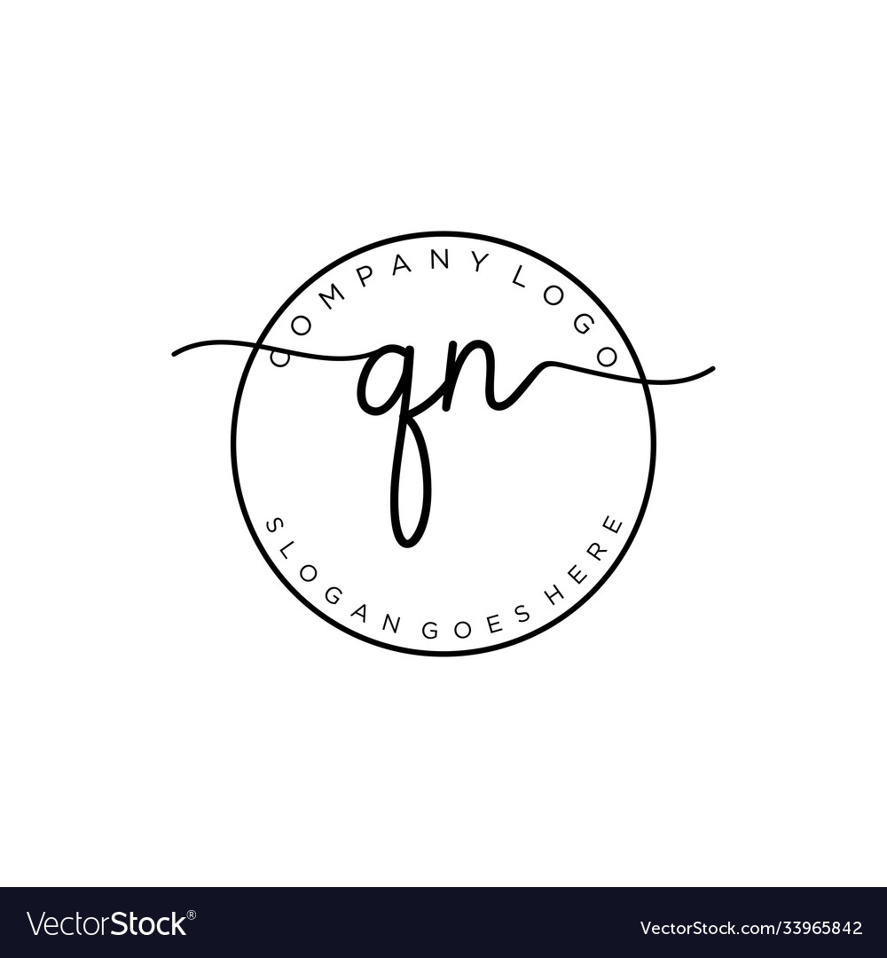 Initial qn handwriting logo with circle template Vector Image